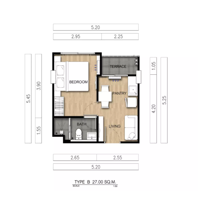 ขายต่ำกว่าราคาตลาด คอนโด Feel Condo Ladprao 33  1 ห้องนอน 1 ห้องน้ำ