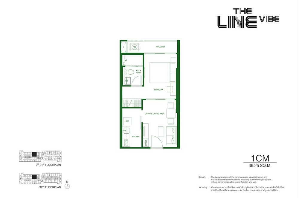 **ขายดาวน์เท่าทุน** The Line Vibe (เดอะ ไลน์ ไวบ์) ชั้น 15 (36.25  ตร.ม.)