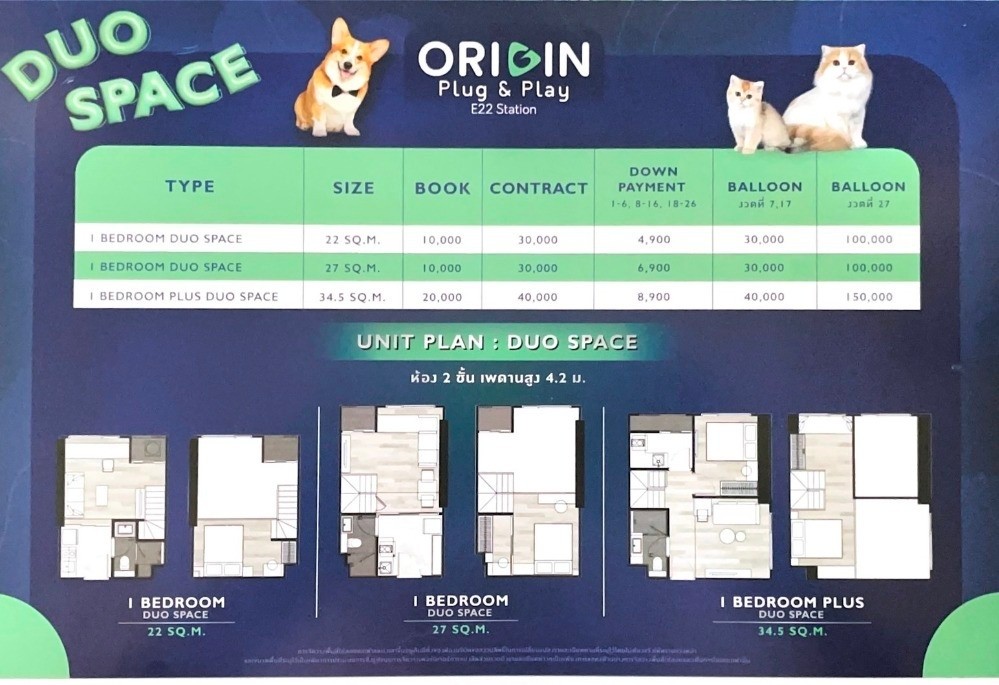 ขายดาวน์ ออริจิ้น ปลั๊ก แอนด์ เพลย์ อี22 สเตชั่น (Origin Plug & Play E22 Station) ห้อง Duo Space ติดถนนสุขุมวิท และ BTS สถานีสายลวด